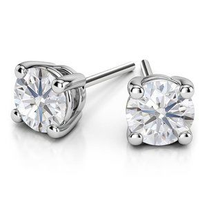 3.0 ct.tw Round Moissanite Stud Earring 14k White Gold,D-VVS1